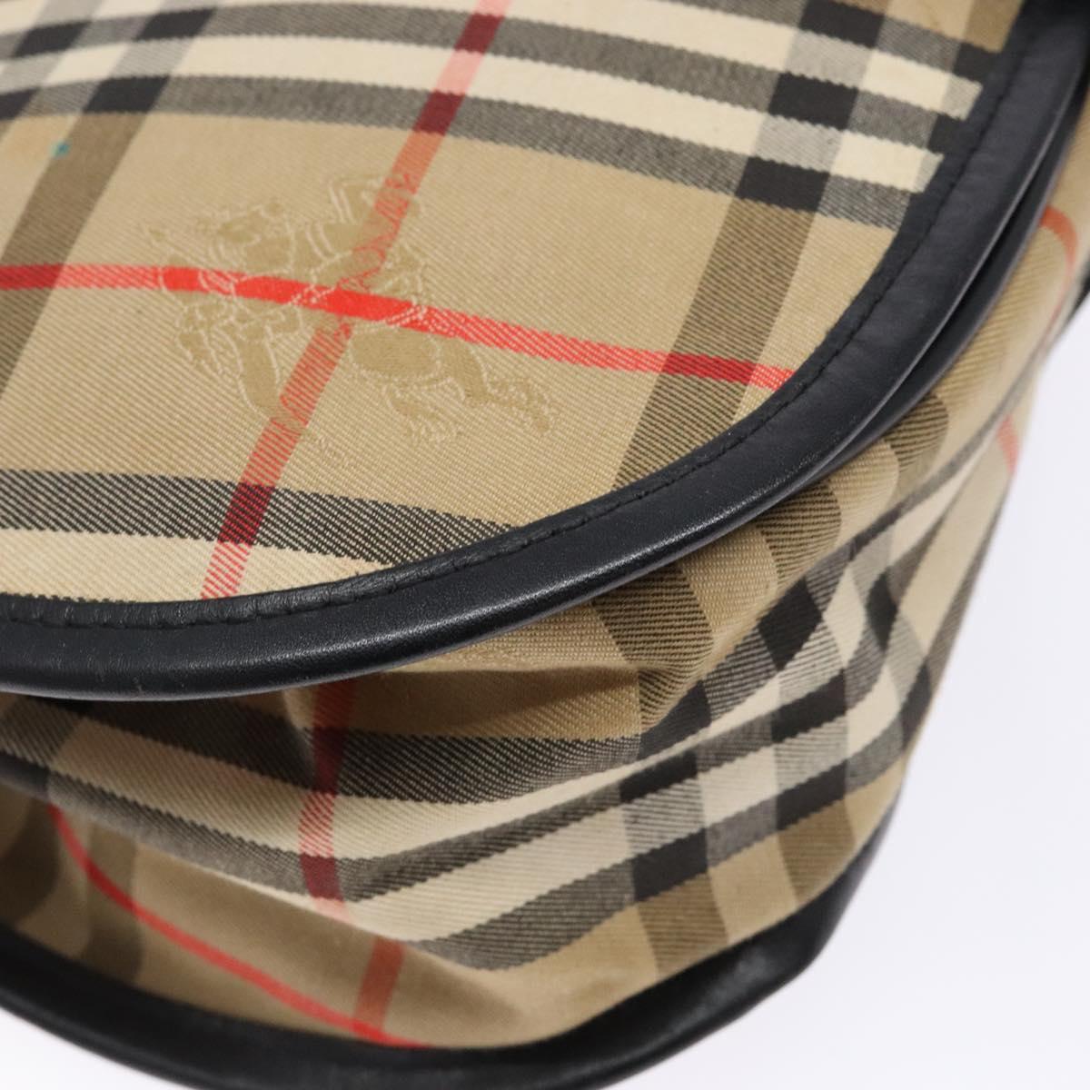 Burberrys Nova Check Shoulder Bag Canvas Beige Gold Auth gh749