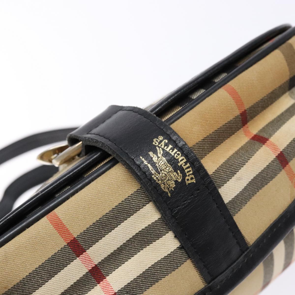 Burberrys Nova Check Shoulder Bag Canvas Beige Gold Auth gh749