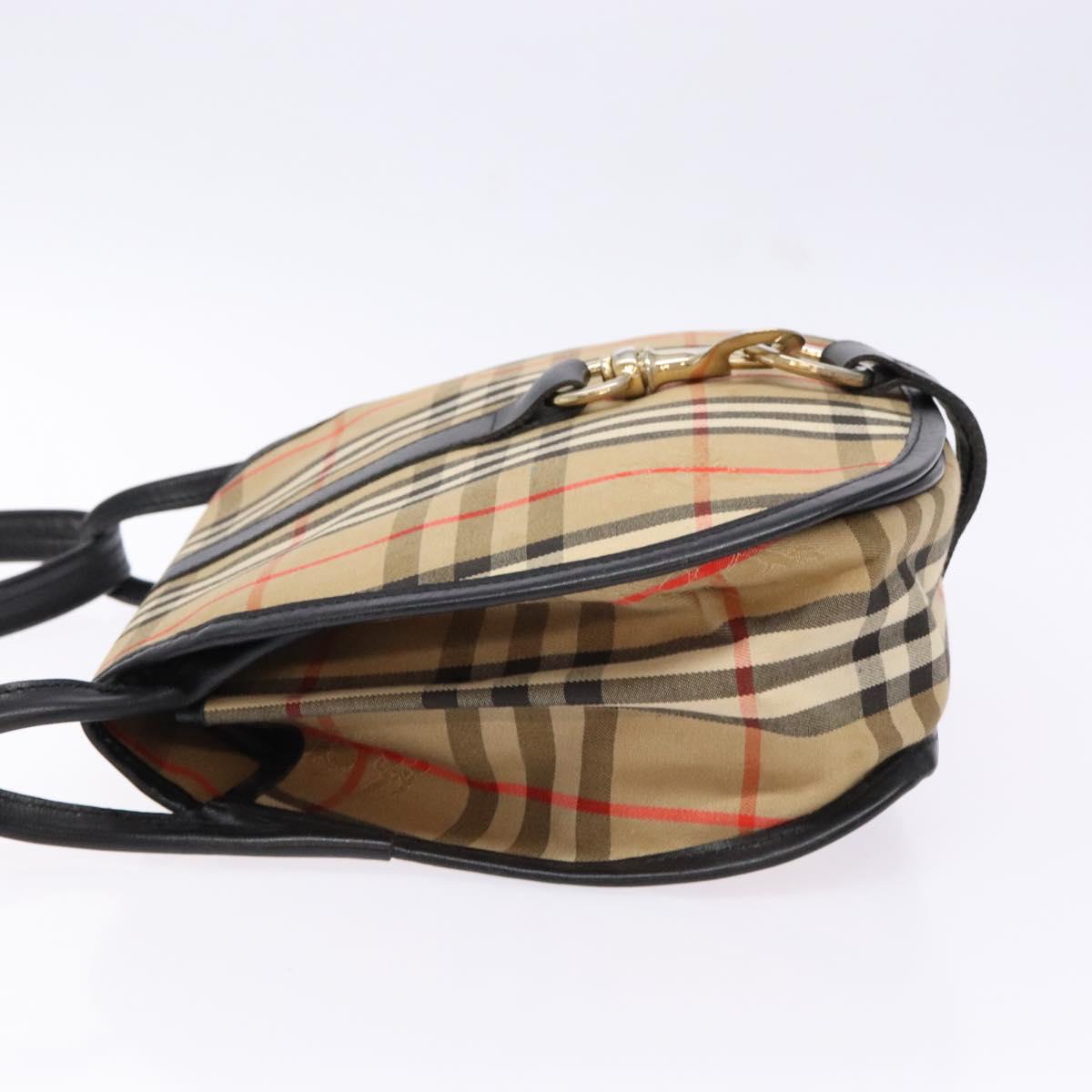 Burberrys Nova Check Shoulder Bag Canvas Beige Gold Auth gh749