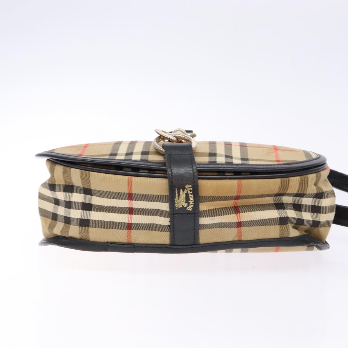 Burberrys Nova Check Shoulder Bag Canvas Beige Gold Auth gh749