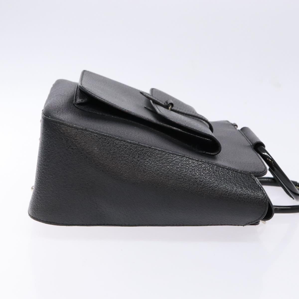 GUCCI Hand Bag Leather Black Silver 000 2058 0307 5 Auth gh750