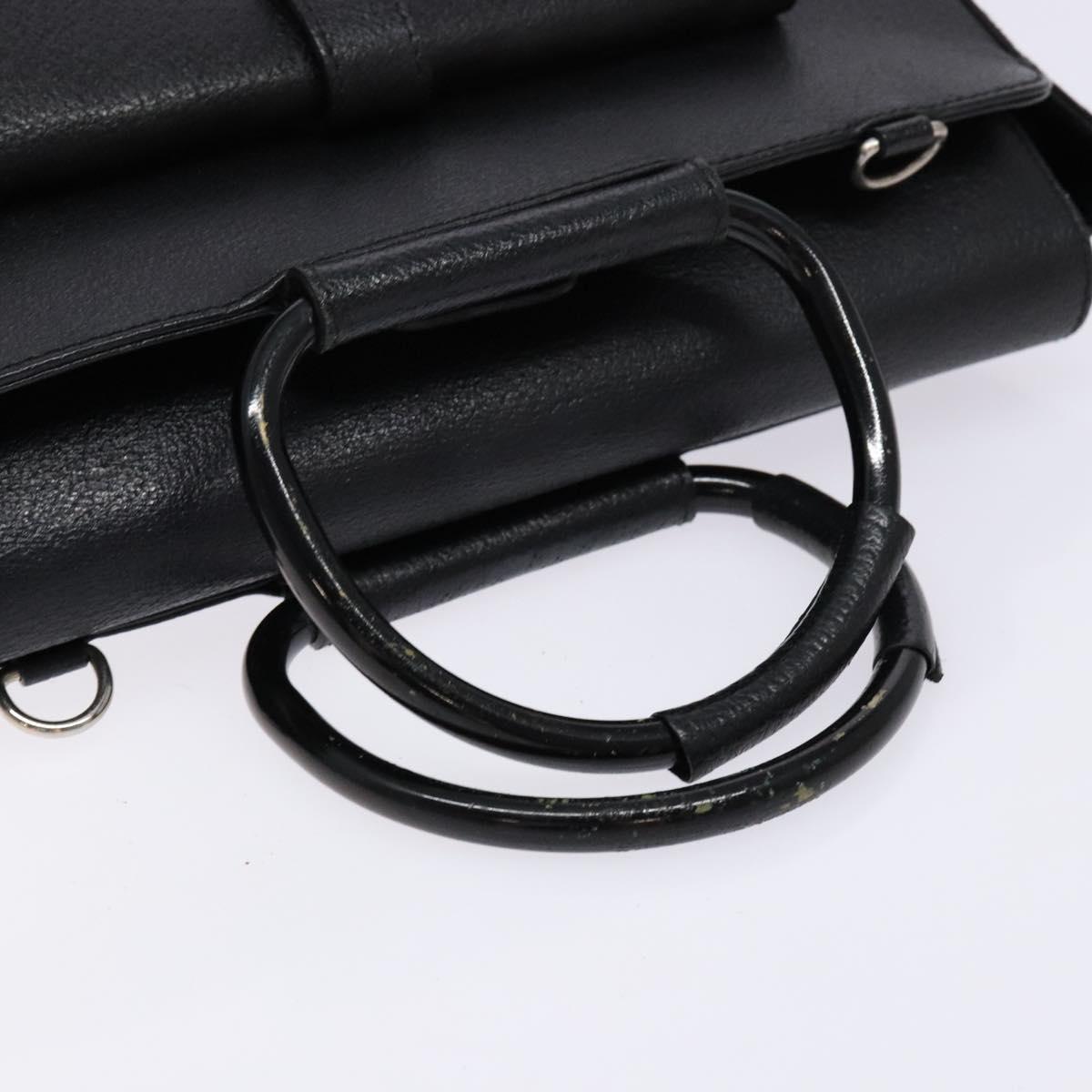 GUCCI Hand Bag Leather Black Silver 000 2058 0307 5 Auth gh750