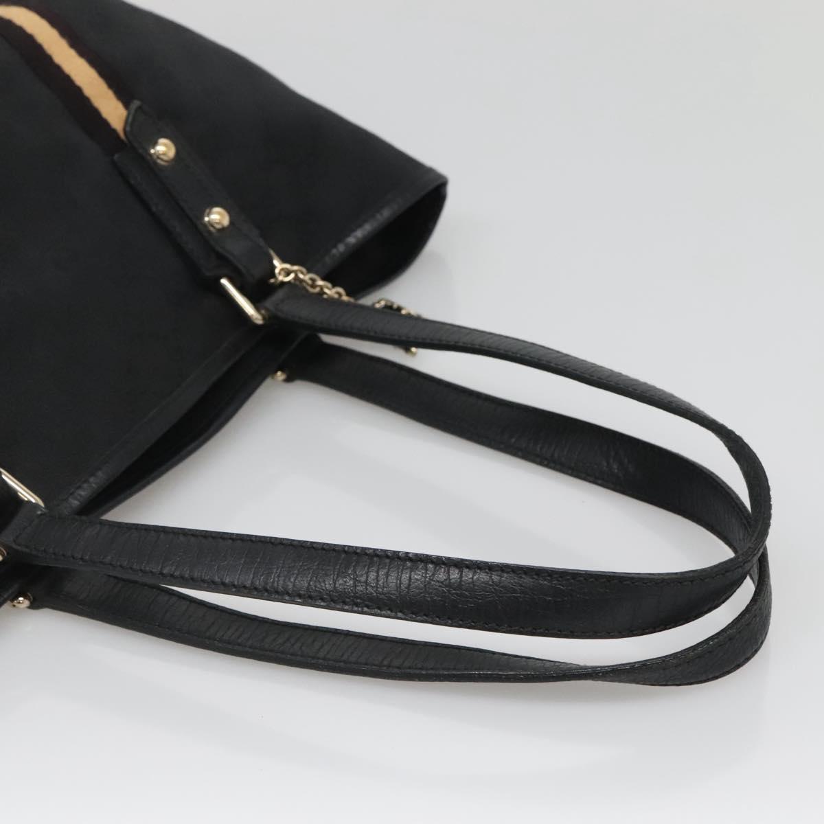 GUCCI GG Canvas Sherry Line Tote Bag Black Gold 137396 Auth gh751