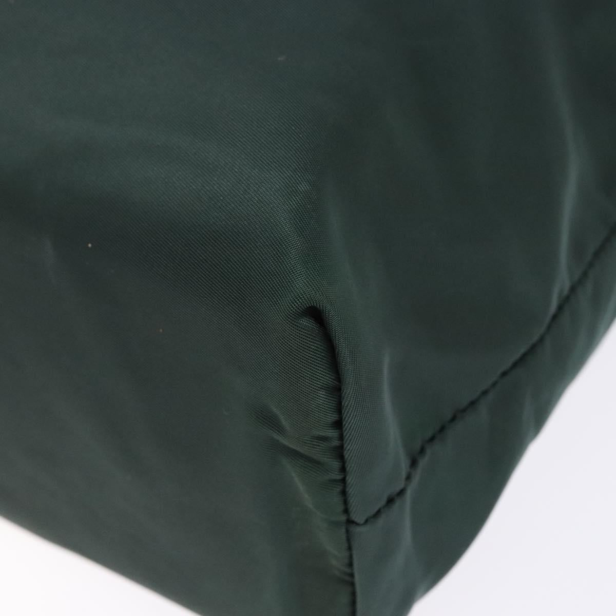 PRADA Tote Bag Nylon Green Silver Auth gh756