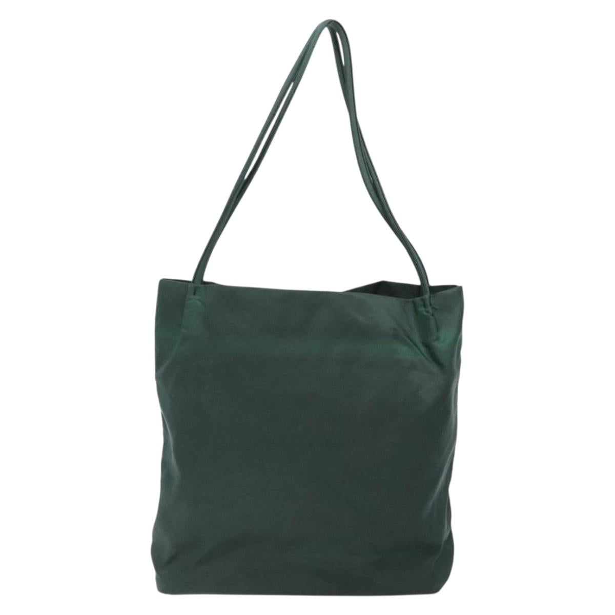 PRADA Tote Bag Nylon Green Silver Auth gh756