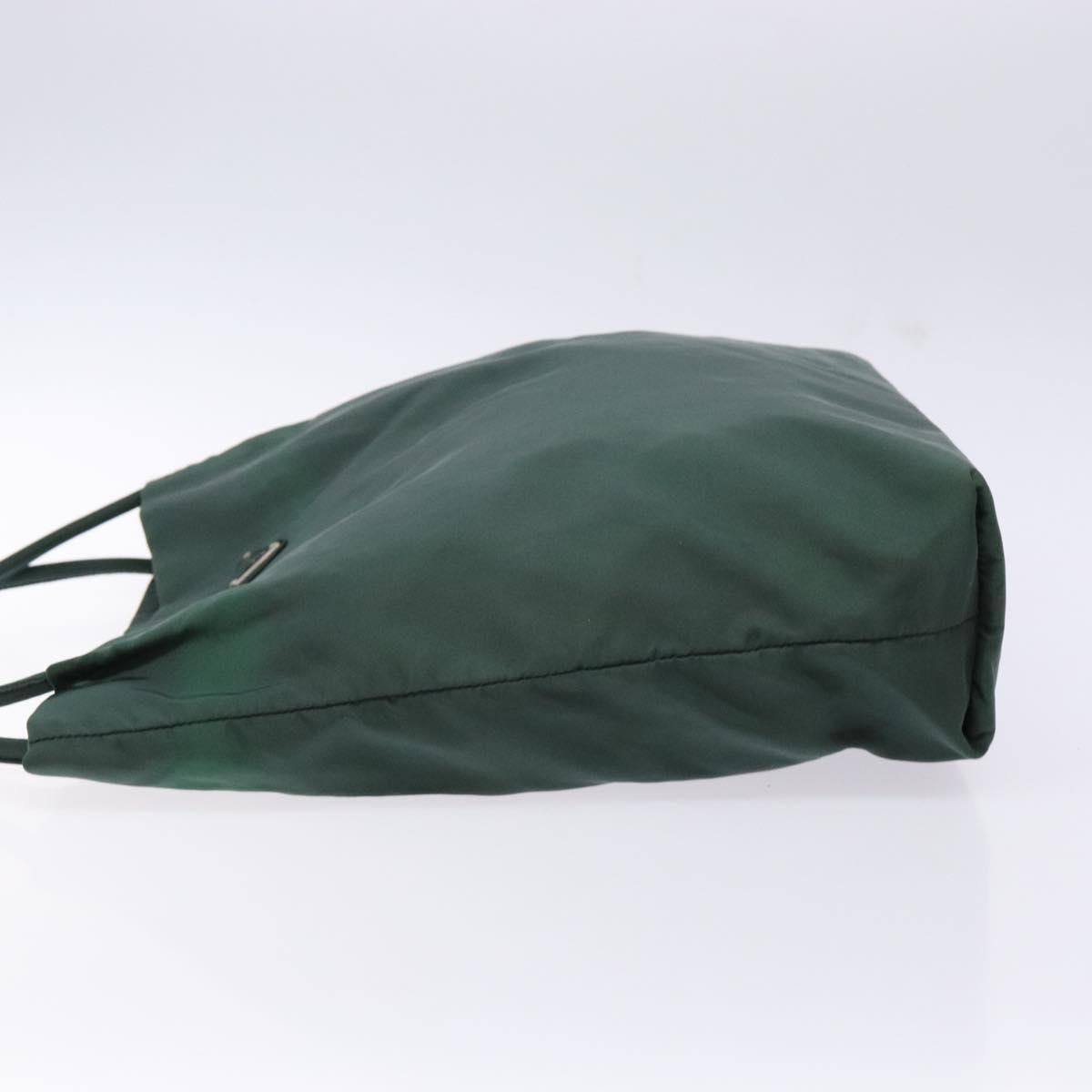 PRADA Tote Bag Nylon Green Silver Auth gh756
