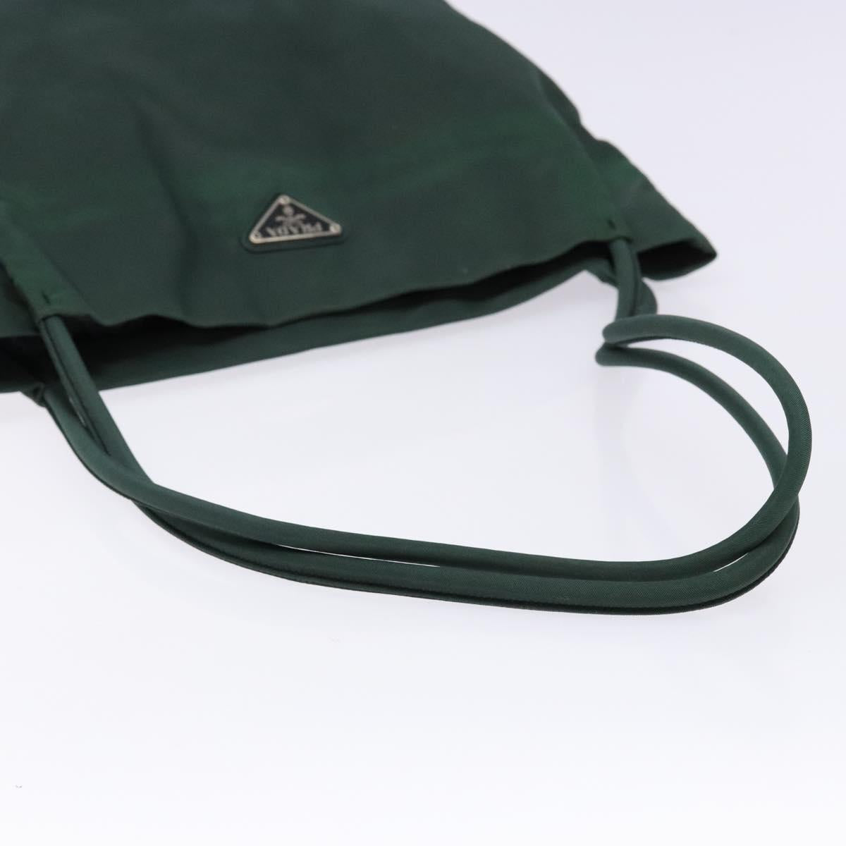 PRADA Tote Bag Nylon Green Silver Auth gh756