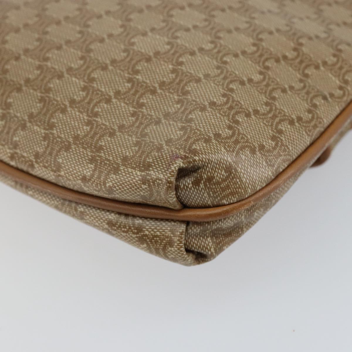CELINE Macadam Canvas Clutch Bag PVC Beige Gold Auth gh759