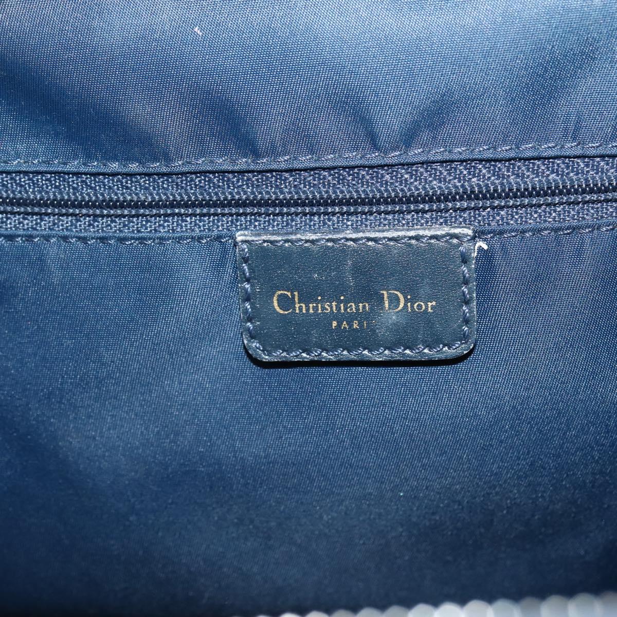 Christian Dior Trotter Canvas Hand Bag Navy Gold Auth gh760