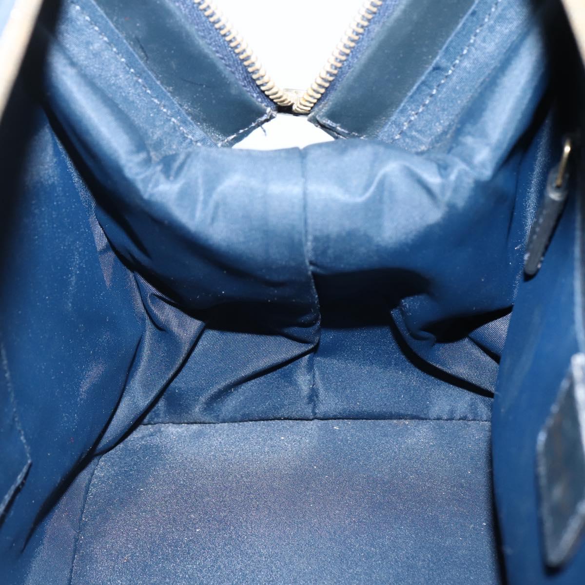 Christian Dior Trotter Canvas Hand Bag Navy Gold Auth gh760