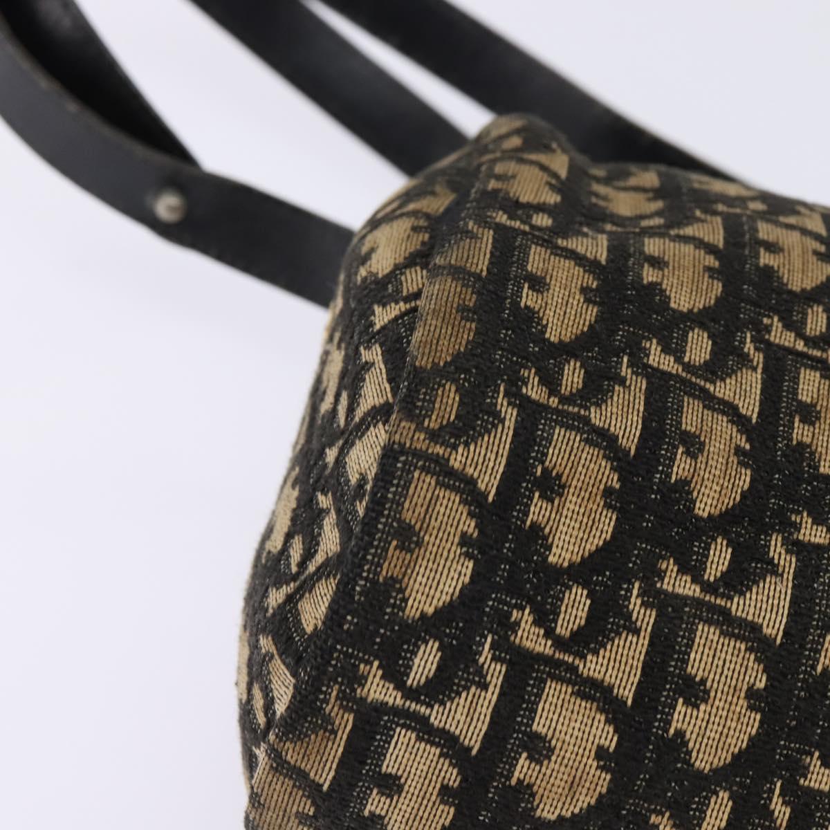 Christian Dior Trotter Canvas Shoulder Bag Navy Gold Auth gh761