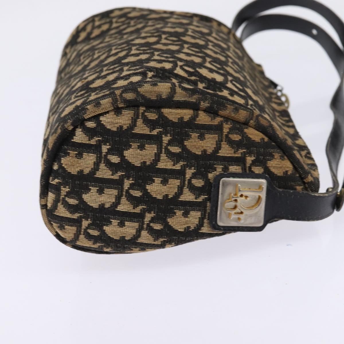 Christian Dior Trotter Canvas Shoulder Bag Navy Gold Auth gh761