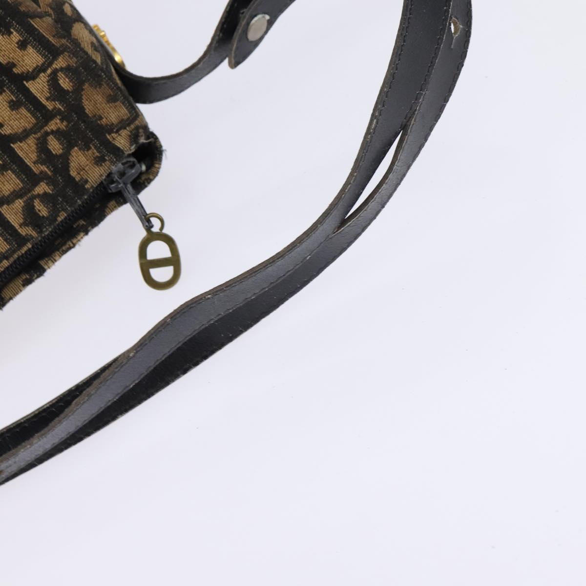 Christian Dior Trotter Canvas Shoulder Bag Navy Gold Auth gh761