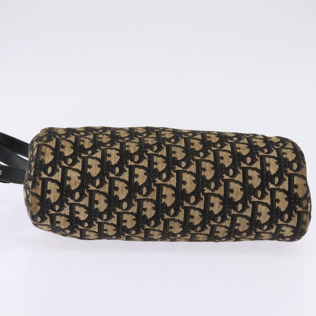 Christian Dior Trotter Canvas Shoulder Bag Navy Gold Auth gh761