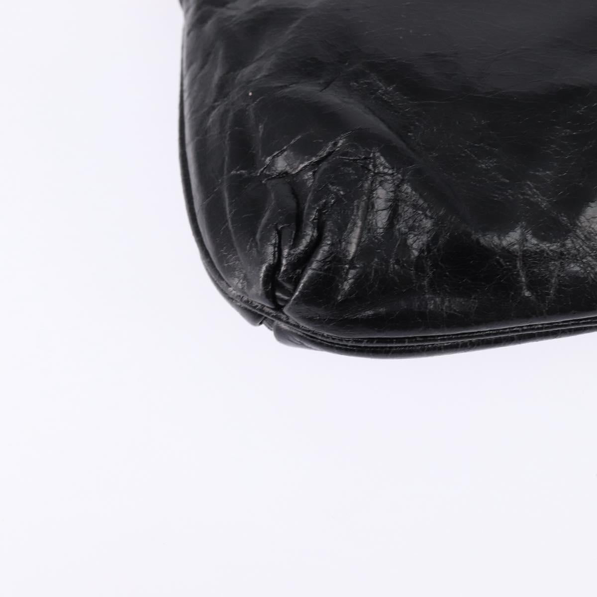 Miu Miu Accessory Pouch Leather Black Gold Auth gh767