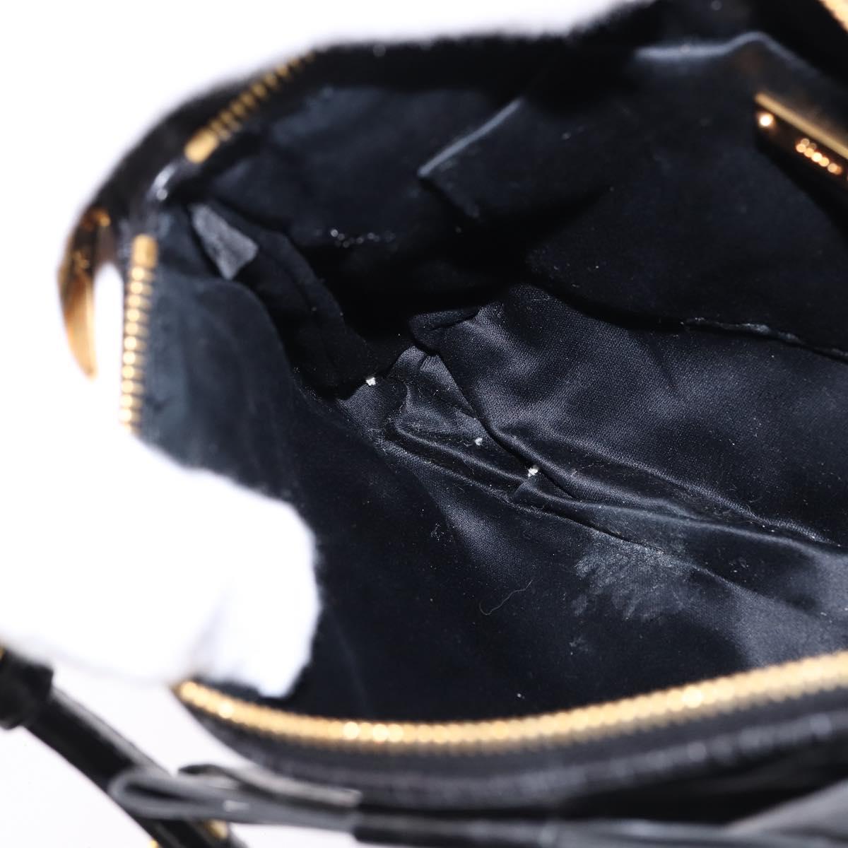 Miu Miu Accessory Pouch Leather Black Gold Auth gh767