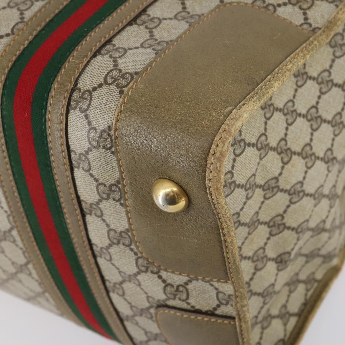 GUCCI GG Supreme Web Sherry Line Boston Bag PVC Beige 012 067 1125 Auth gh769