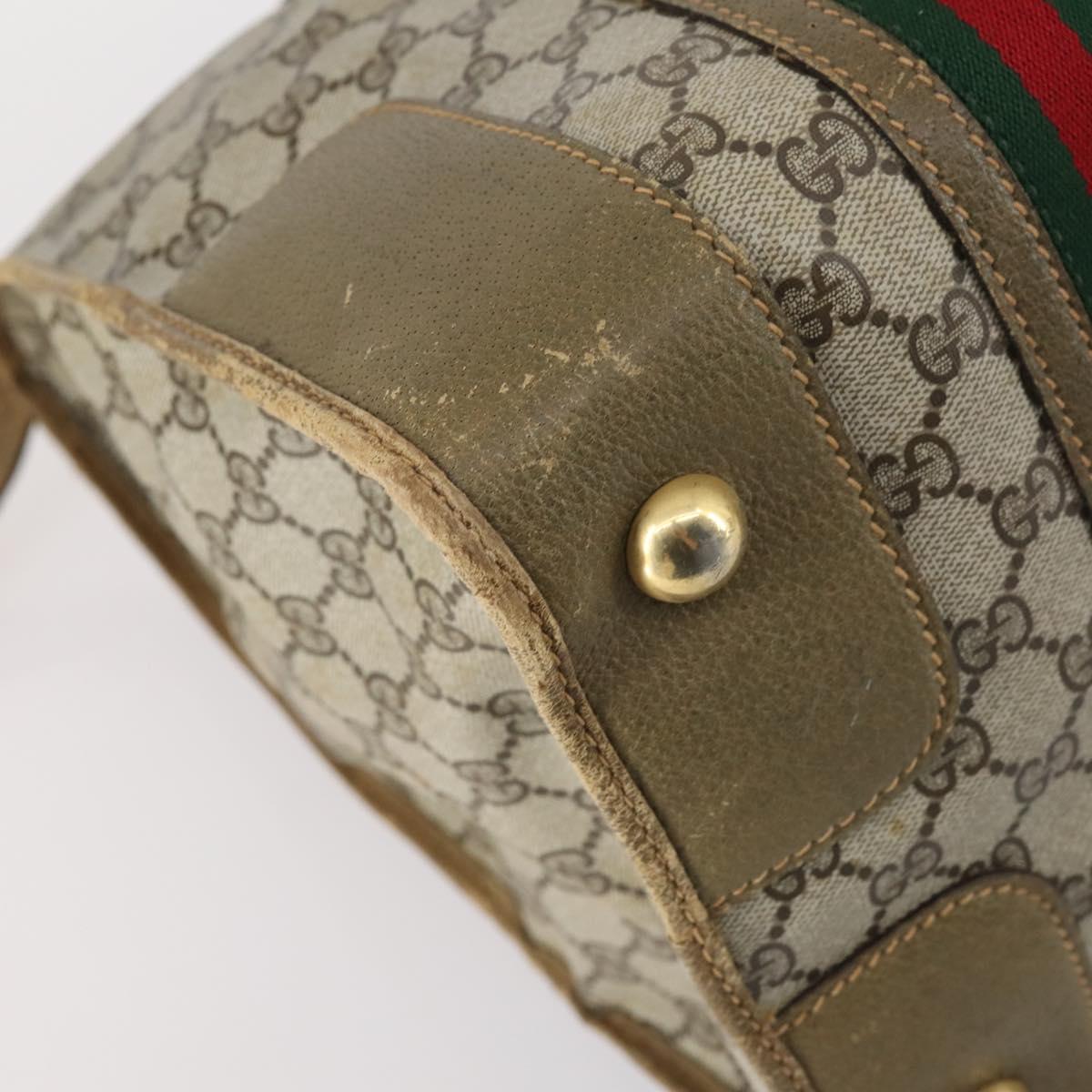 GUCCI GG Supreme Web Sherry Line Boston Bag PVC Beige 012 067 1125 Auth gh769