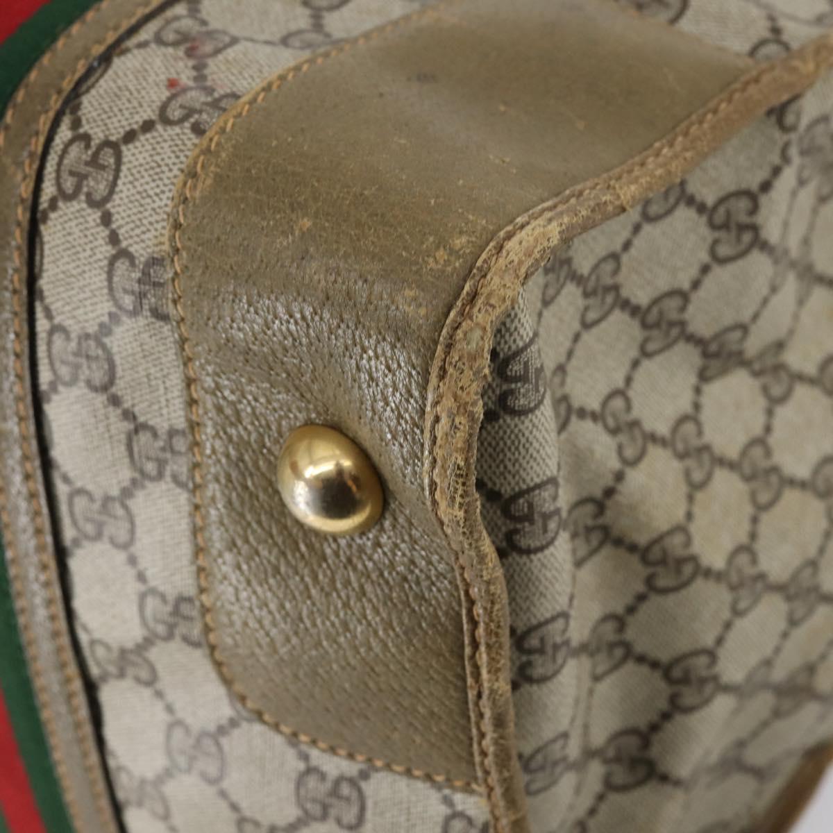 GUCCI GG Supreme Web Sherry Line Boston Bag PVC Beige 012 067 1125 Auth gh769
