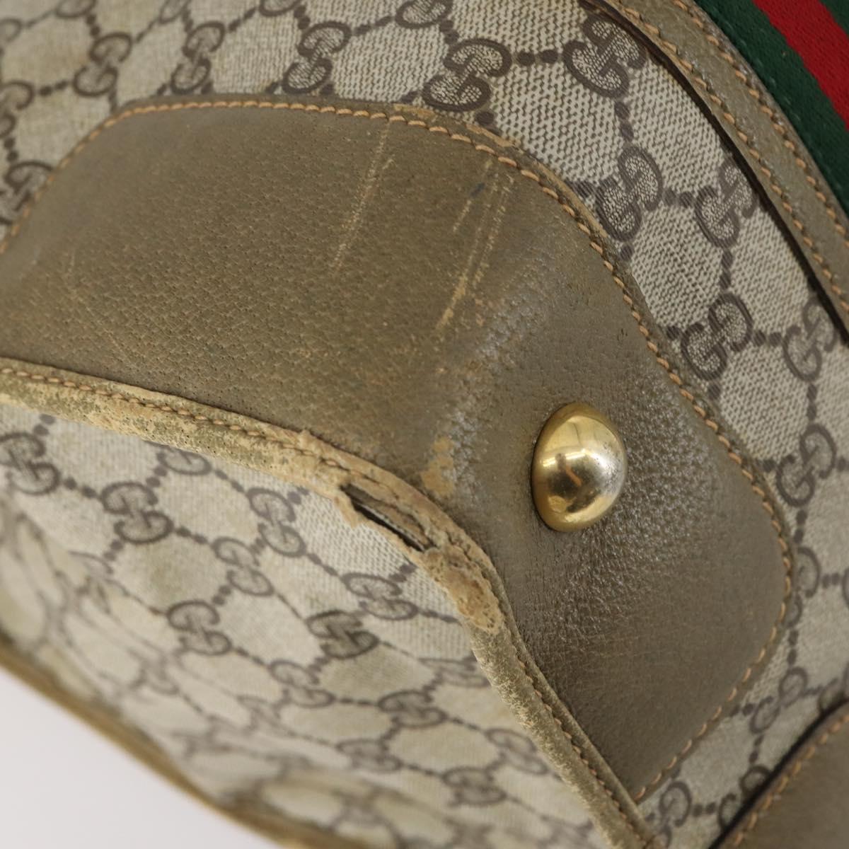GUCCI GG Supreme Web Sherry Line Boston Bag PVC Beige 012 067 1125 Auth gh769