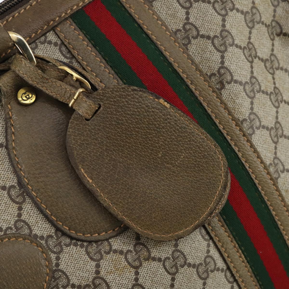 GUCCI GG Supreme Web Sherry Line Boston Bag PVC Beige 012 067 1125 Auth gh769