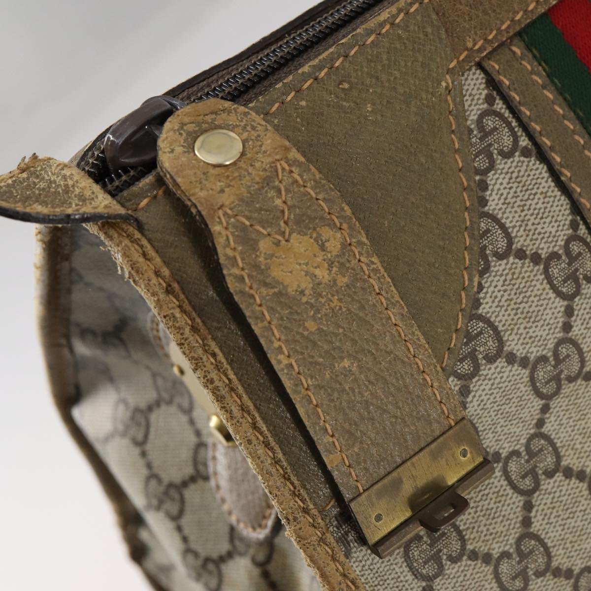 GUCCI GG Supreme Web Sherry Line Boston Bag PVC Beige 012 067 1125 Auth gh769