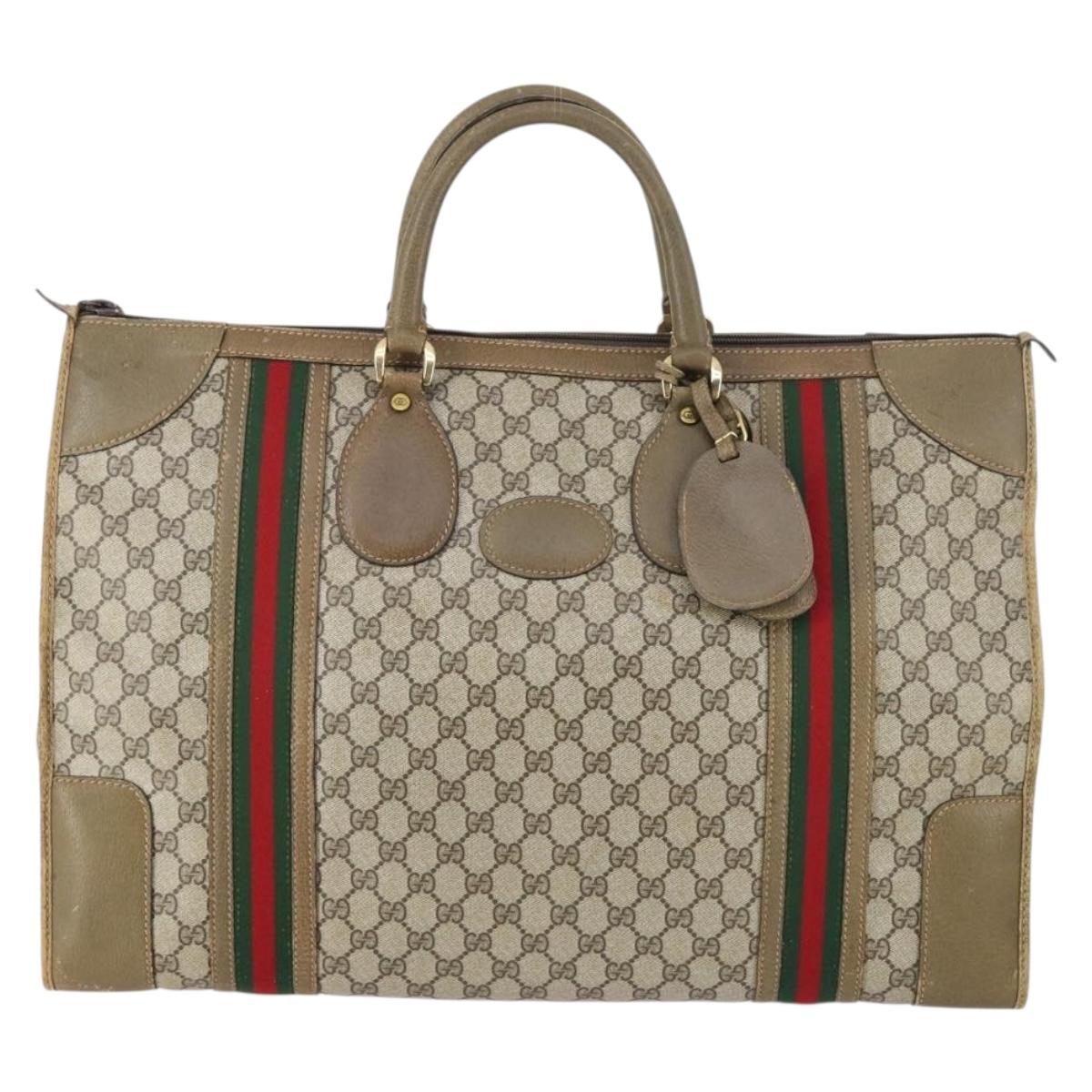 GUCCI GG Supreme Web Sherry Line Boston Bag PVC Beige 012 067 1125 Auth gh769
