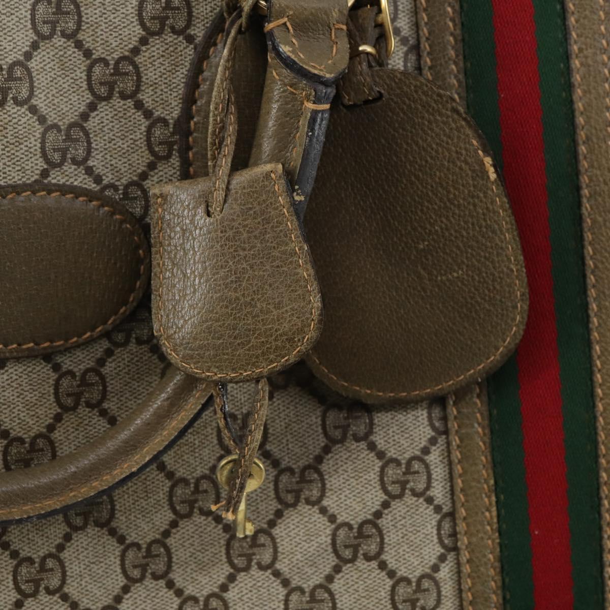 GUCCI GG Supreme Web Sherry Line Boston Bag PVC Beige 012 067 1125 Auth gh769