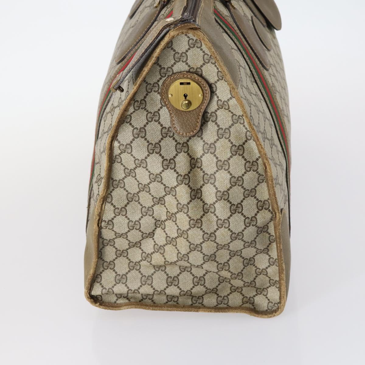 GUCCI GG Supreme Web Sherry Line Boston Bag PVC Beige 012 067 1125 Auth gh769