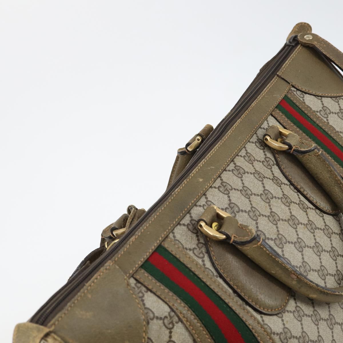 GUCCI GG Supreme Web Sherry Line Boston Bag PVC Beige 012 067 1125 Auth gh769