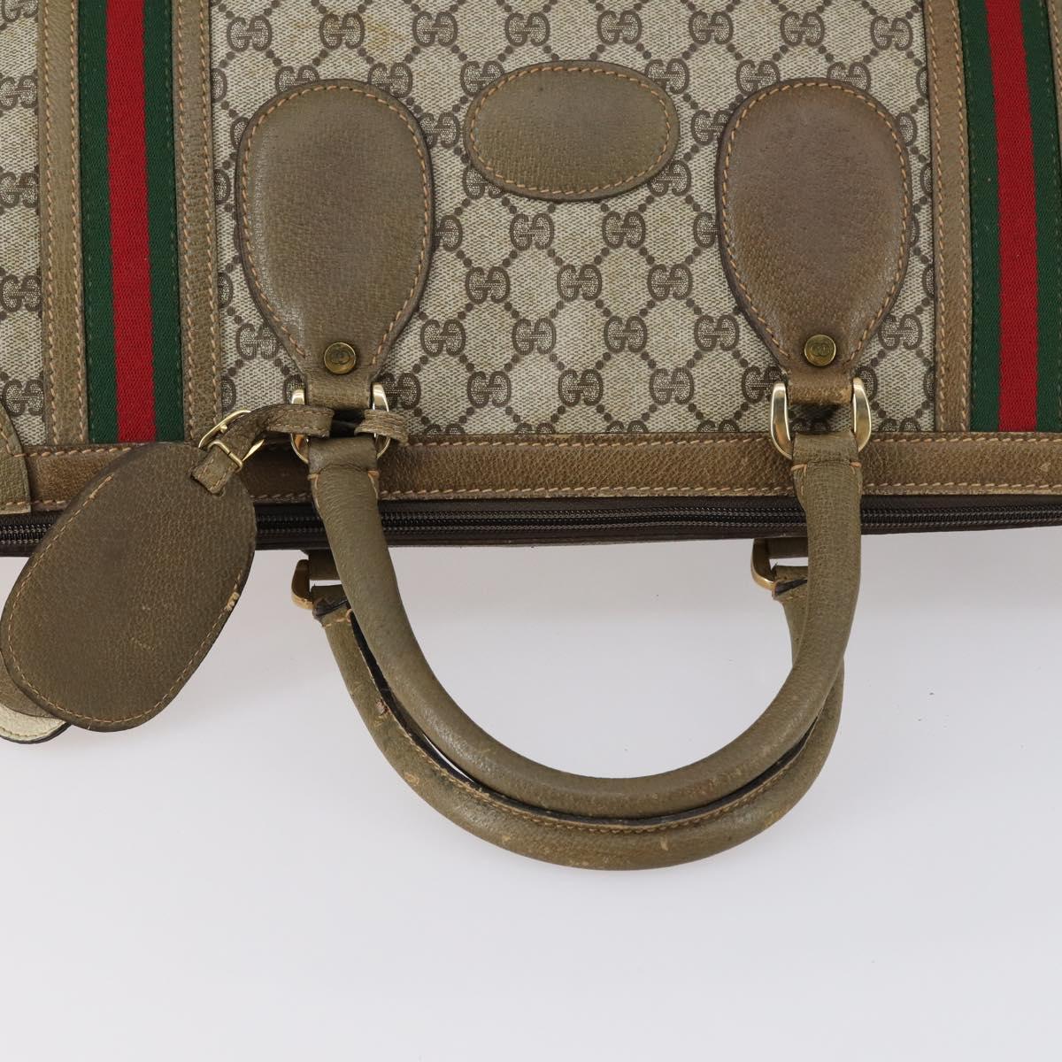 GUCCI GG Supreme Web Sherry Line Boston Bag PVC Beige 012 067 1125 Auth gh769