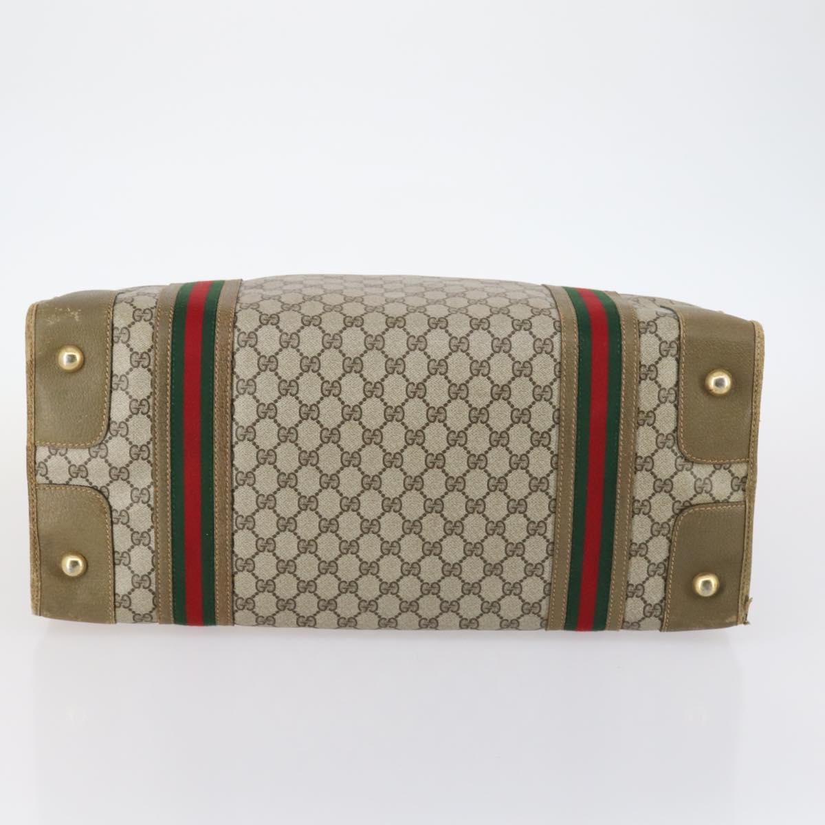 GUCCI GG Supreme Web Sherry Line Boston Bag PVC Beige 012 067 1125 Auth gh769