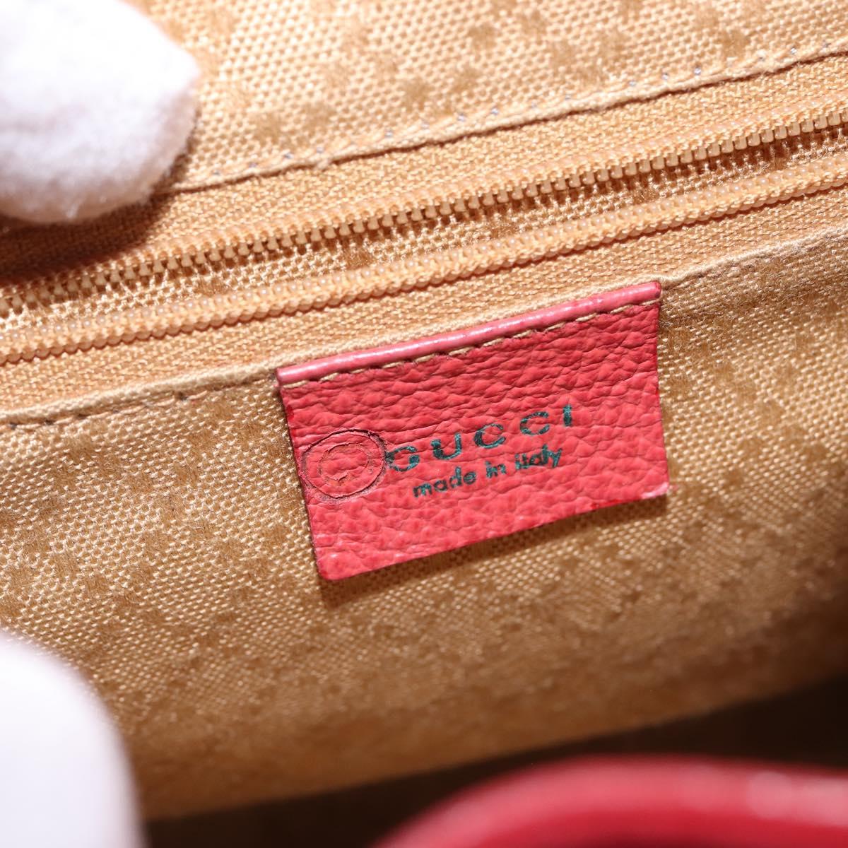 GUCCI Bamboo Backpack Suede Leather Red Gold 003 8030 Auth gh770