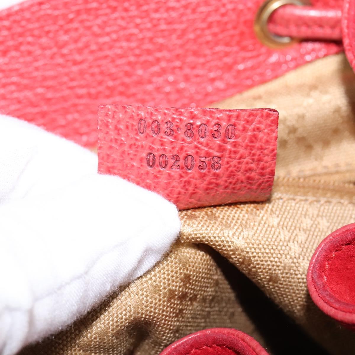 GUCCI Bamboo Backpack Suede Leather Red Gold 003 8030 Auth gh770