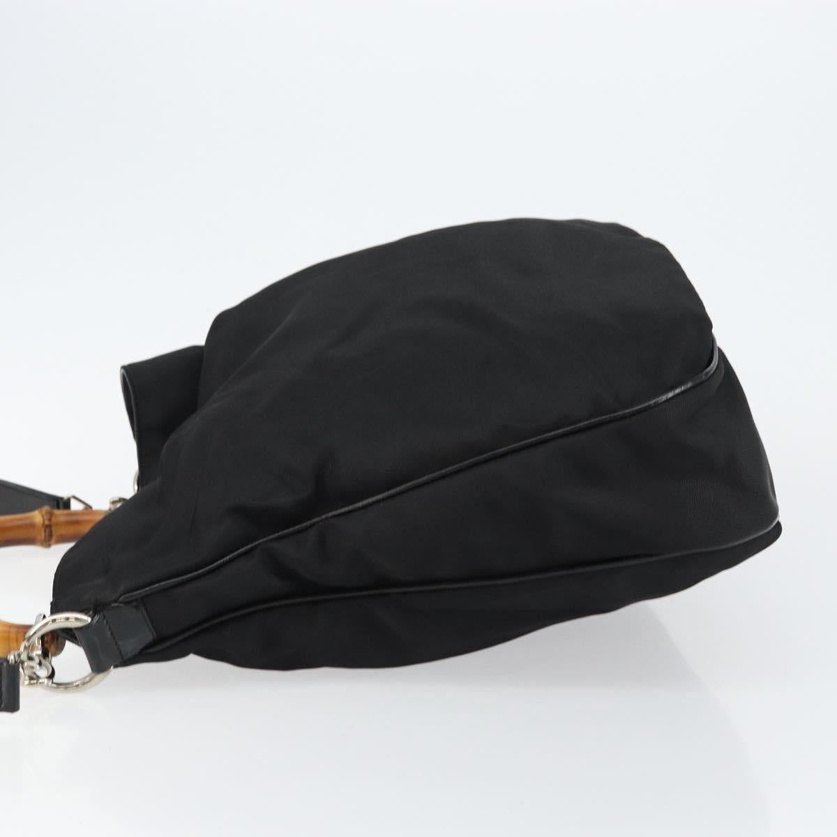 GUCCI Bamboo Hand Bag Nylon 2way Black Silver 001 2404 1577 Auth gh771