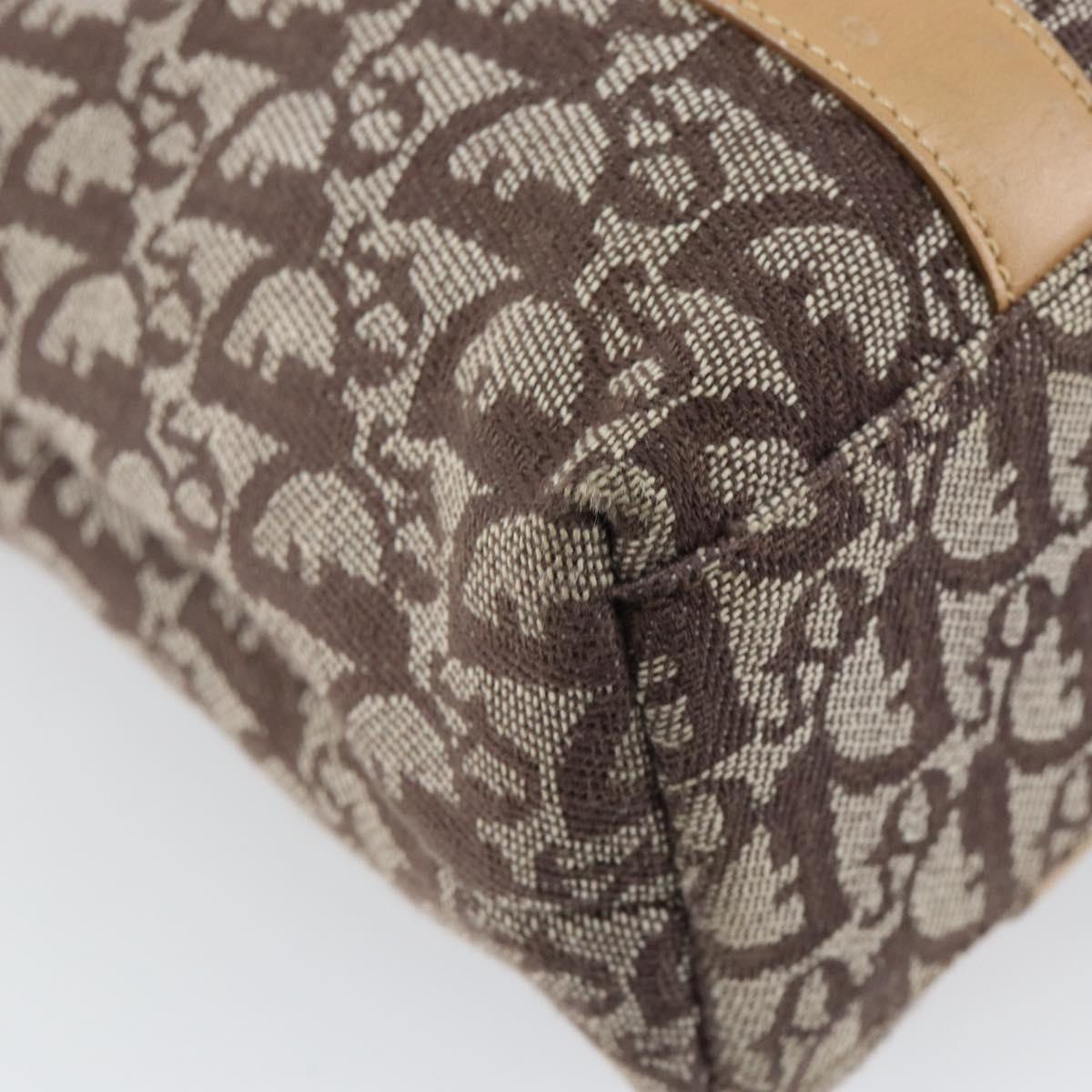 Christian Dior Trotter Canvas Tote Bag Gold Beige Auth gh772