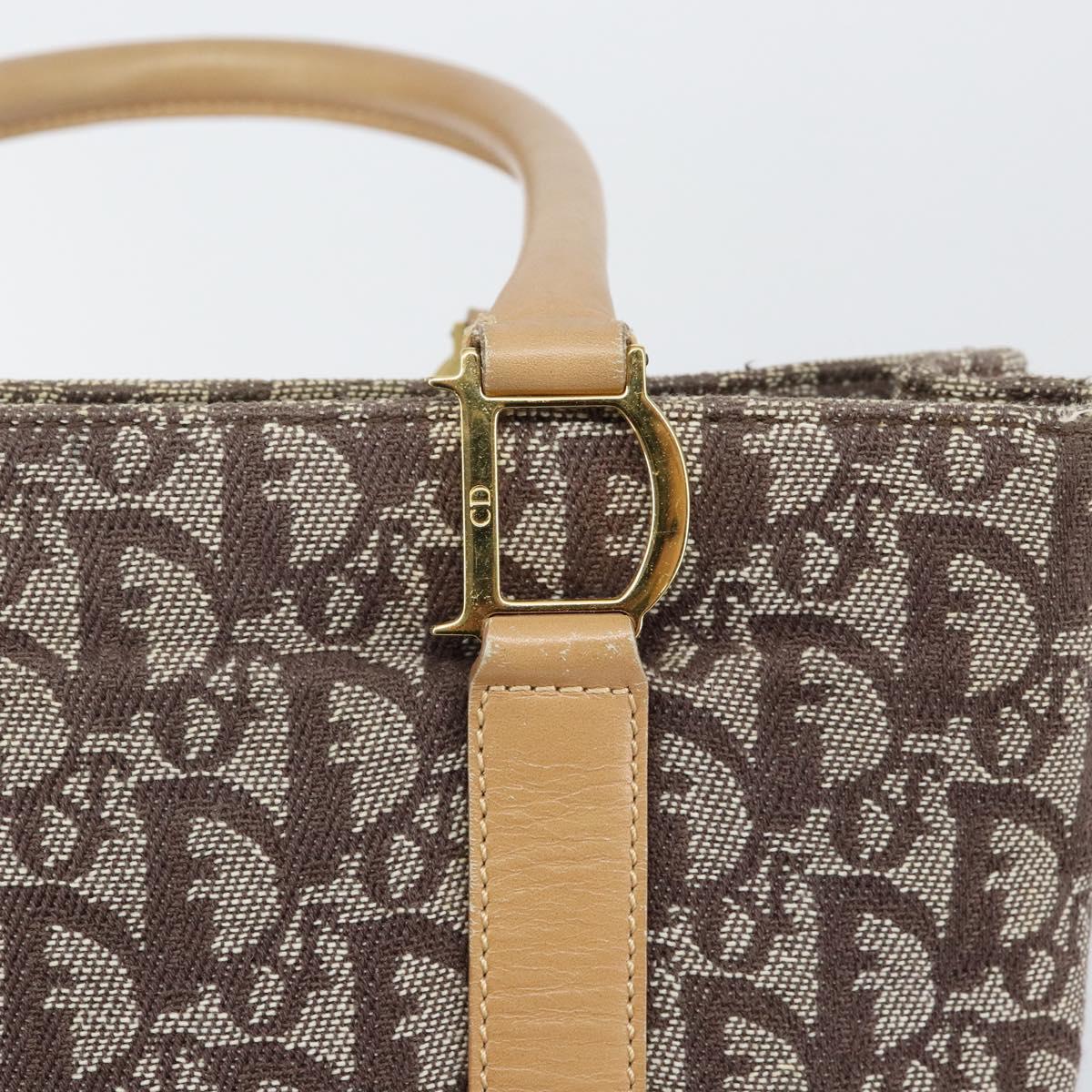 Christian Dior Trotter Canvas Tote Bag Gold Beige Auth gh772A