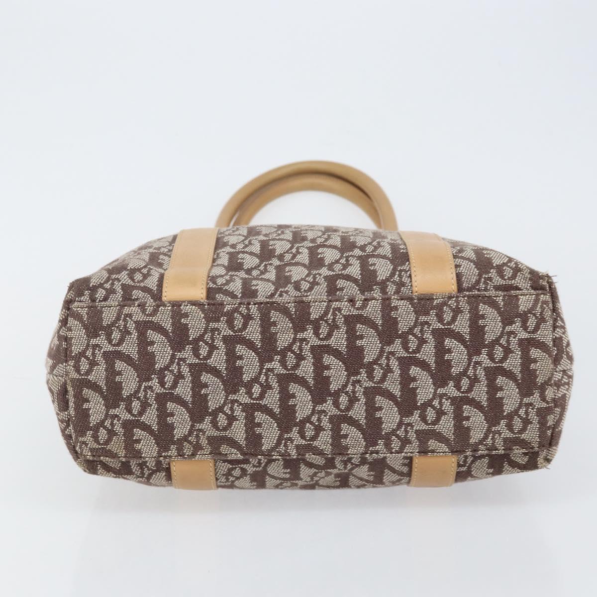 Christian Dior Trotter Canvas Tote Bag Gold Beige Auth gh772