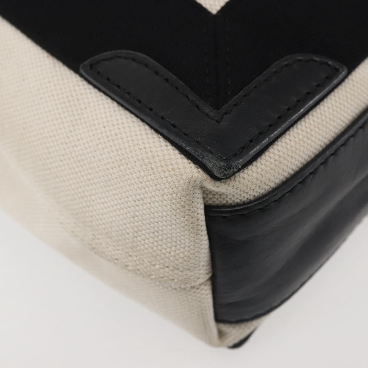 BALENCIAGA Navy Cabas XS Bag Canvas Leather White Black Silver 390346 Auth gh775