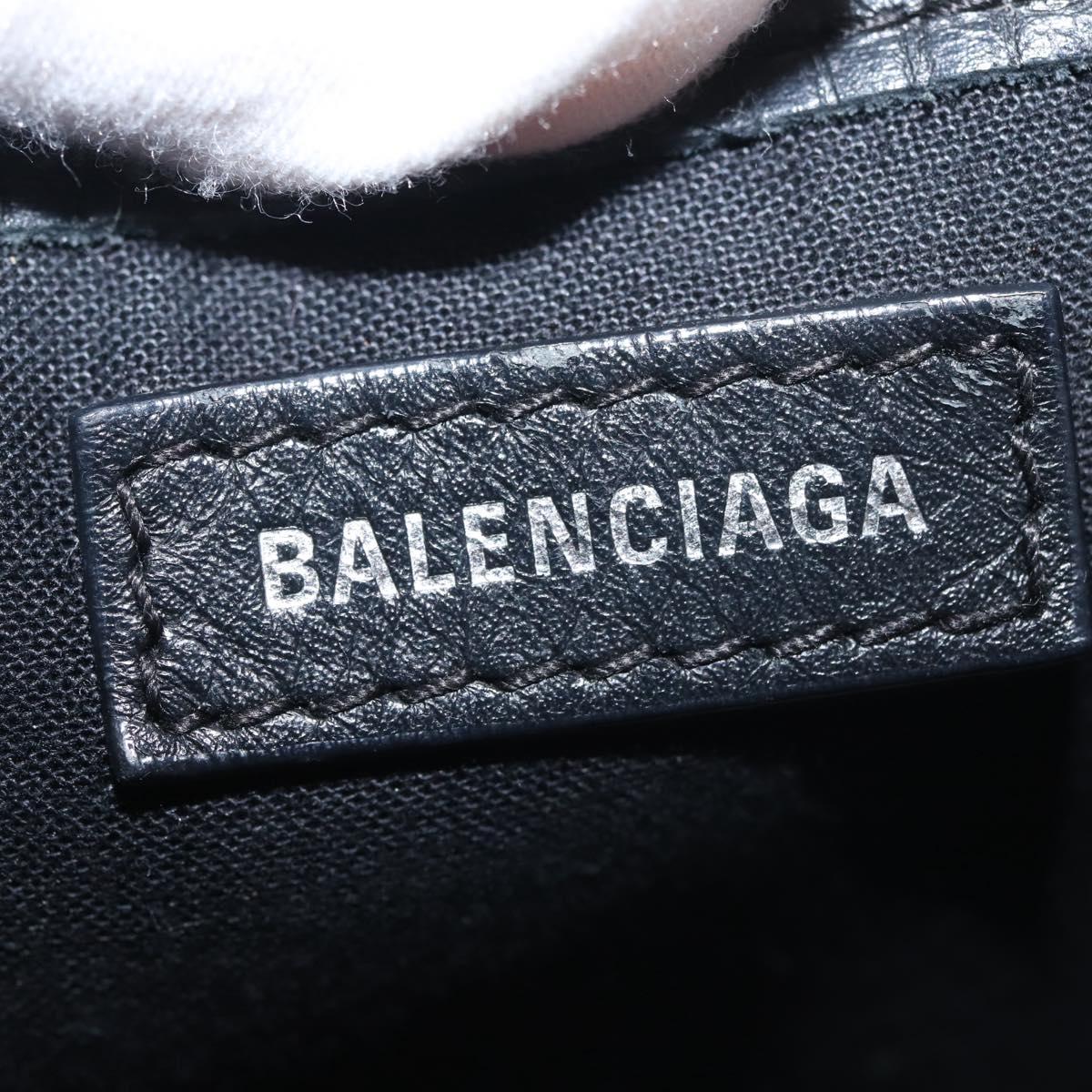 BALENCIAGA Navy Cabas XS Bag Canvas Leather White Black Silver 390346 Auth gh775