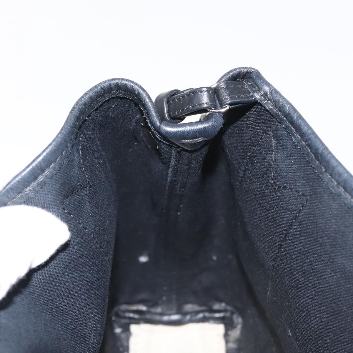 BALENCIAGA Navy Cabas XS Bag Canvas Leather White Black Silver 390346 Auth gh775