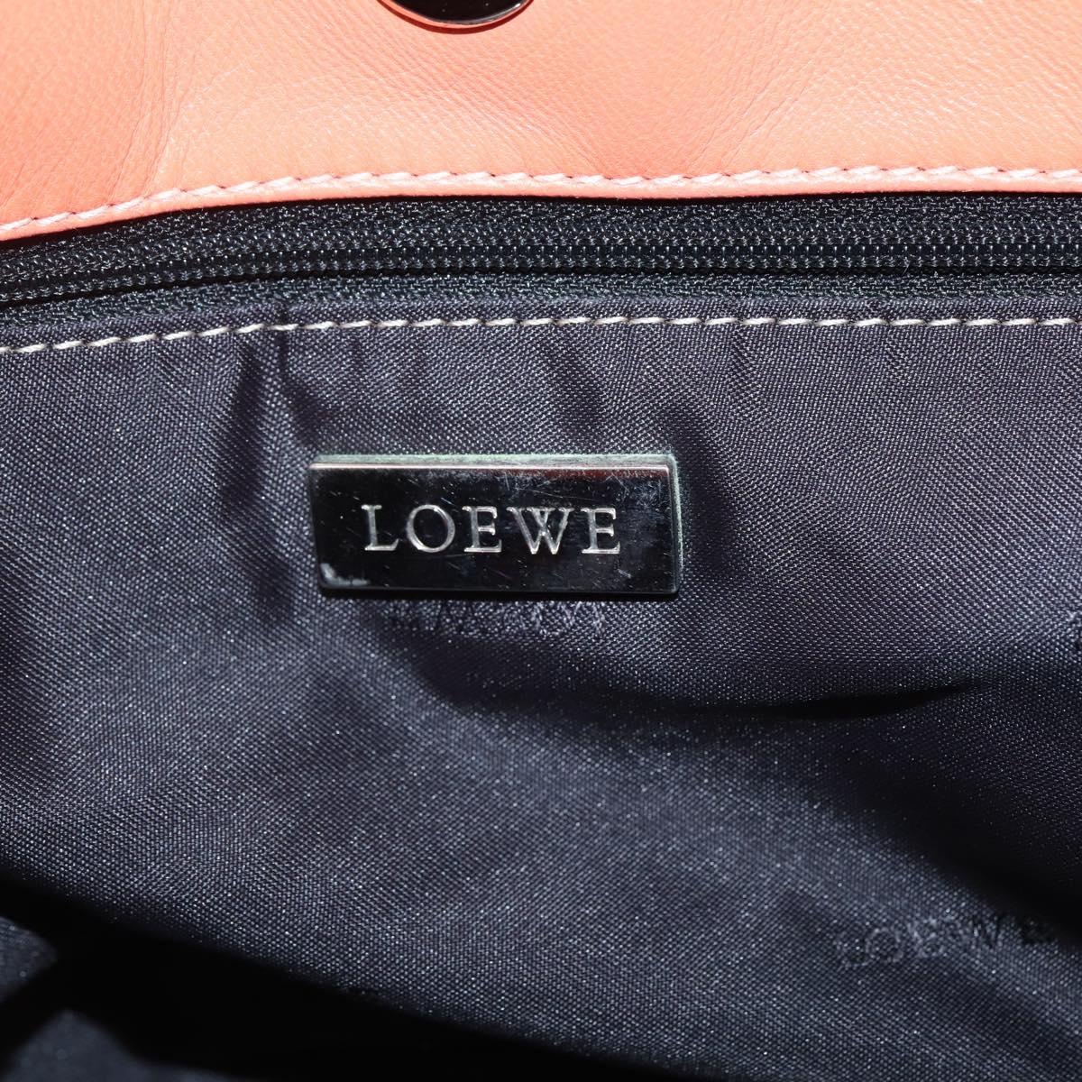 LOEWE Anagram Amazona Justa Hand Bag Leather Orange Silver Auth gh776