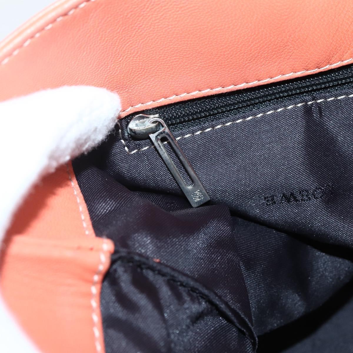 LOEWE Anagram Amazona Justa Hand Bag Leather Orange Silver Auth gh776