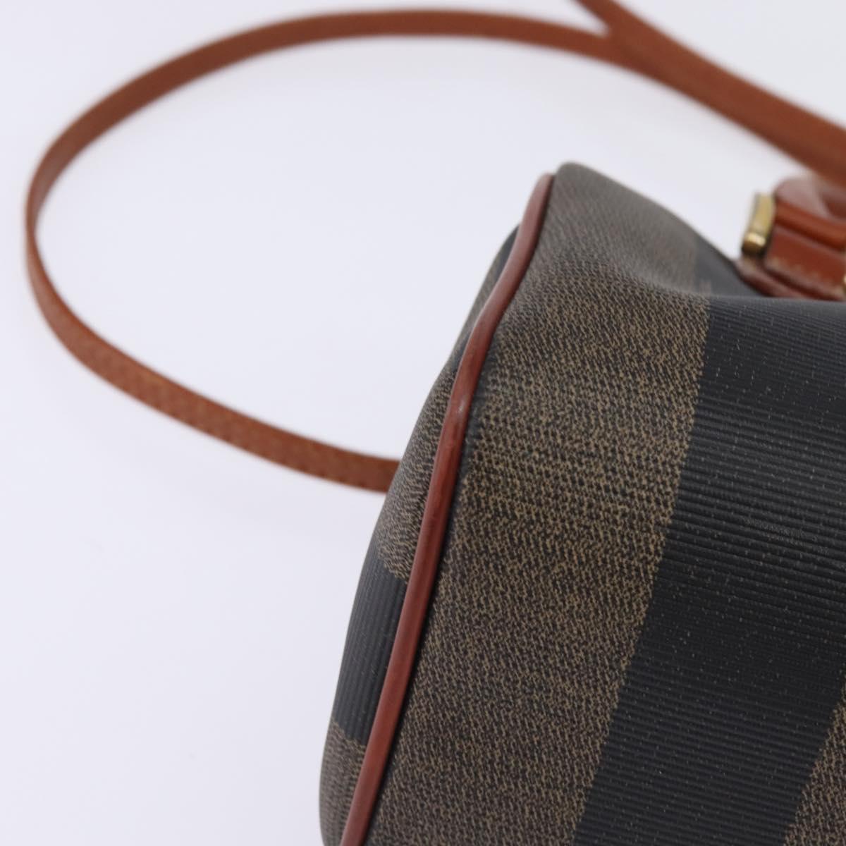 FENDI Pecan Canvas Hand Bag PVC 2way Black Brown Auth gh778