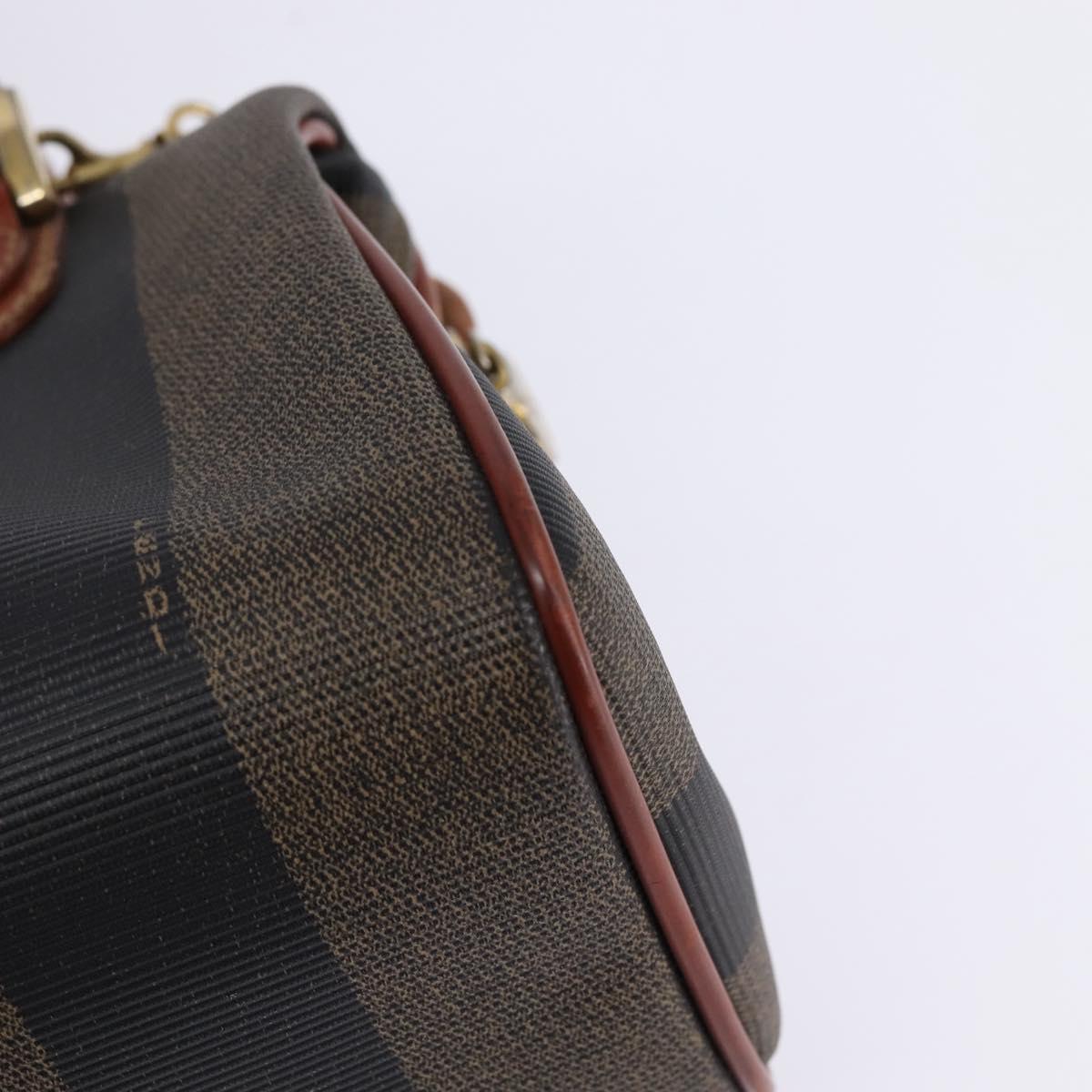 FENDI Pecan Canvas Hand Bag PVC 2way Black Brown Auth gh778