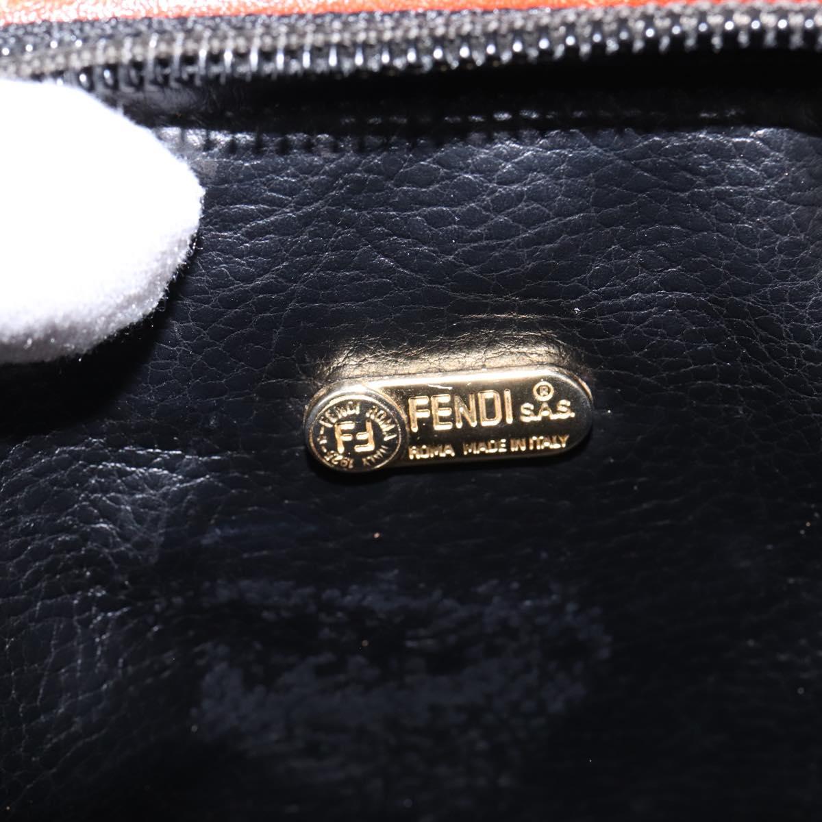 FENDI Pecan Canvas Hand Bag PVC 2way Black Brown Auth gh778