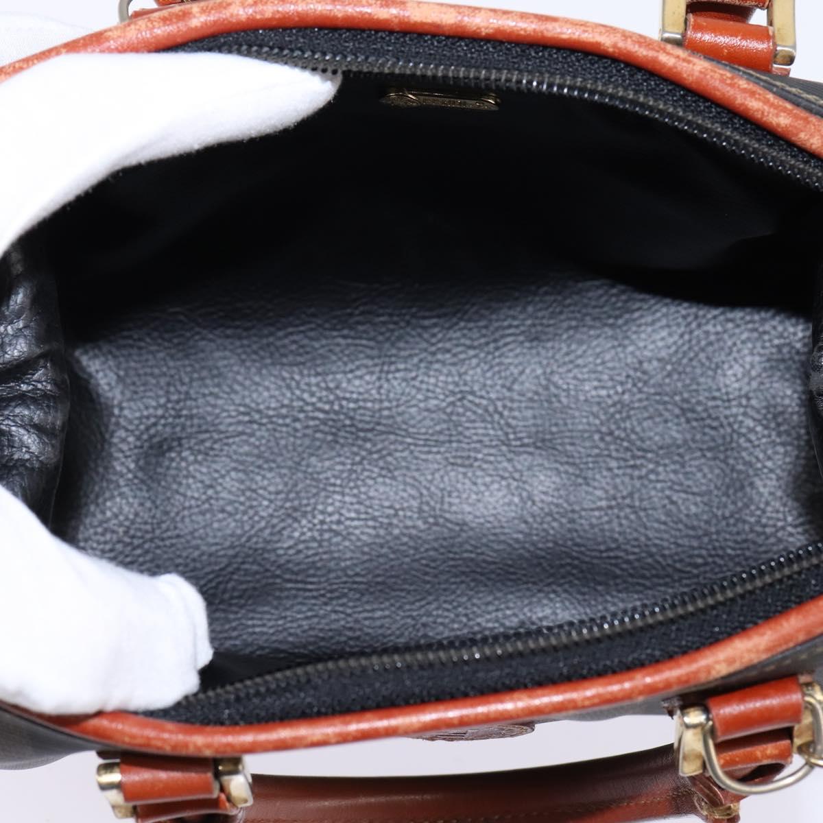 FENDI Pecan Canvas Hand Bag PVC 2way Black Brown Auth gh778