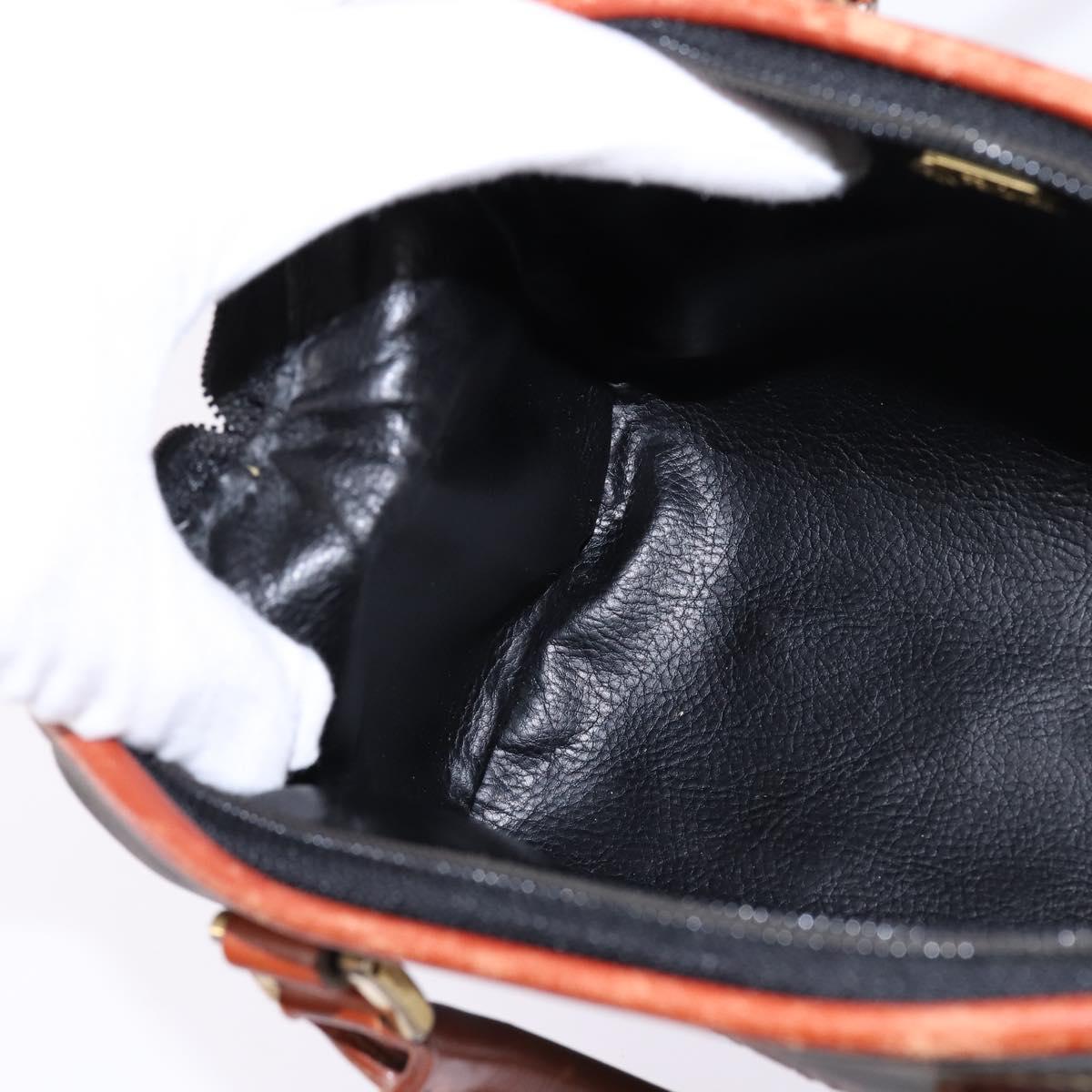 FENDI Pecan Canvas Hand Bag PVC 2way Black Brown Auth gh778