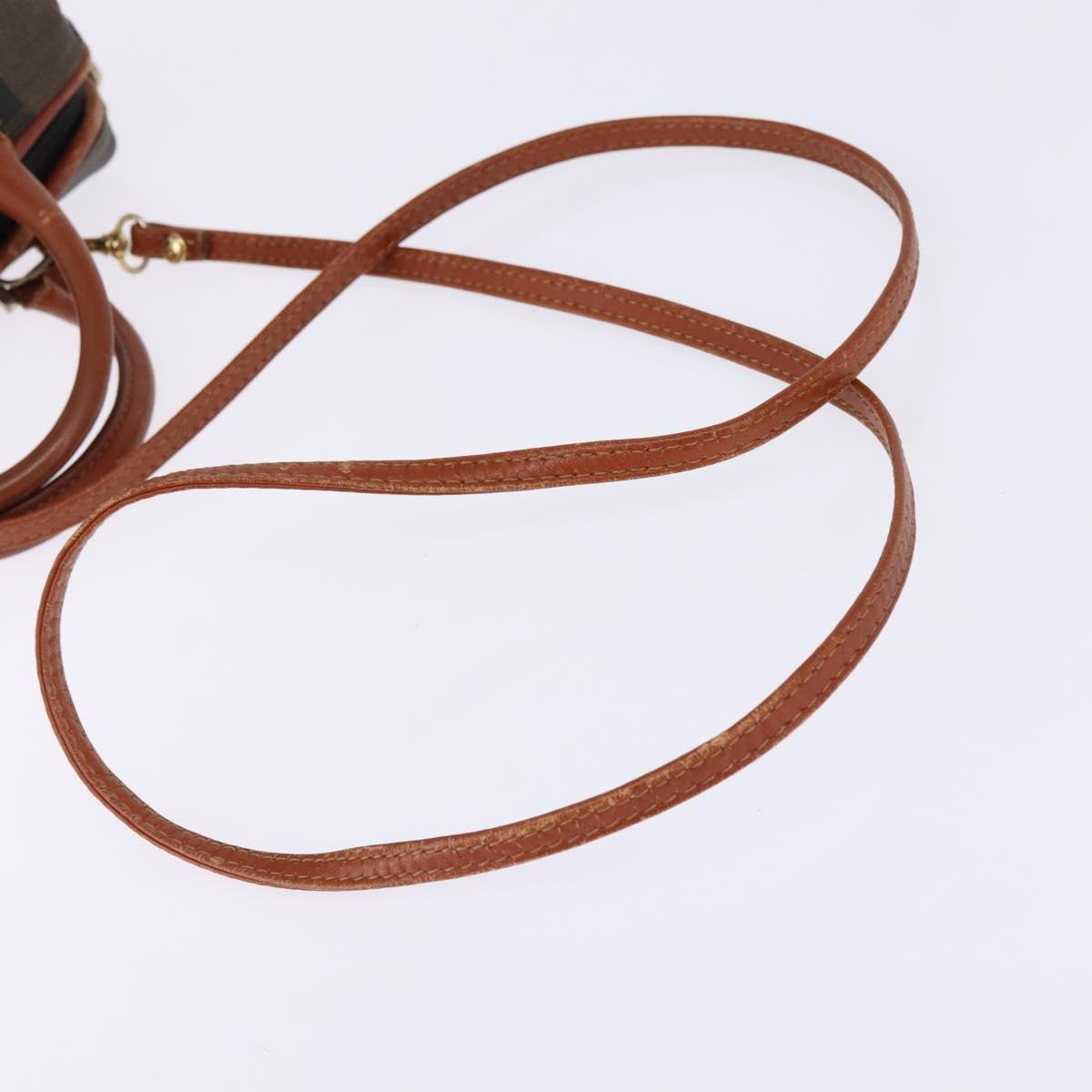 FENDI Pecan Canvas Hand Bag PVC 2way Black Brown Auth gh778