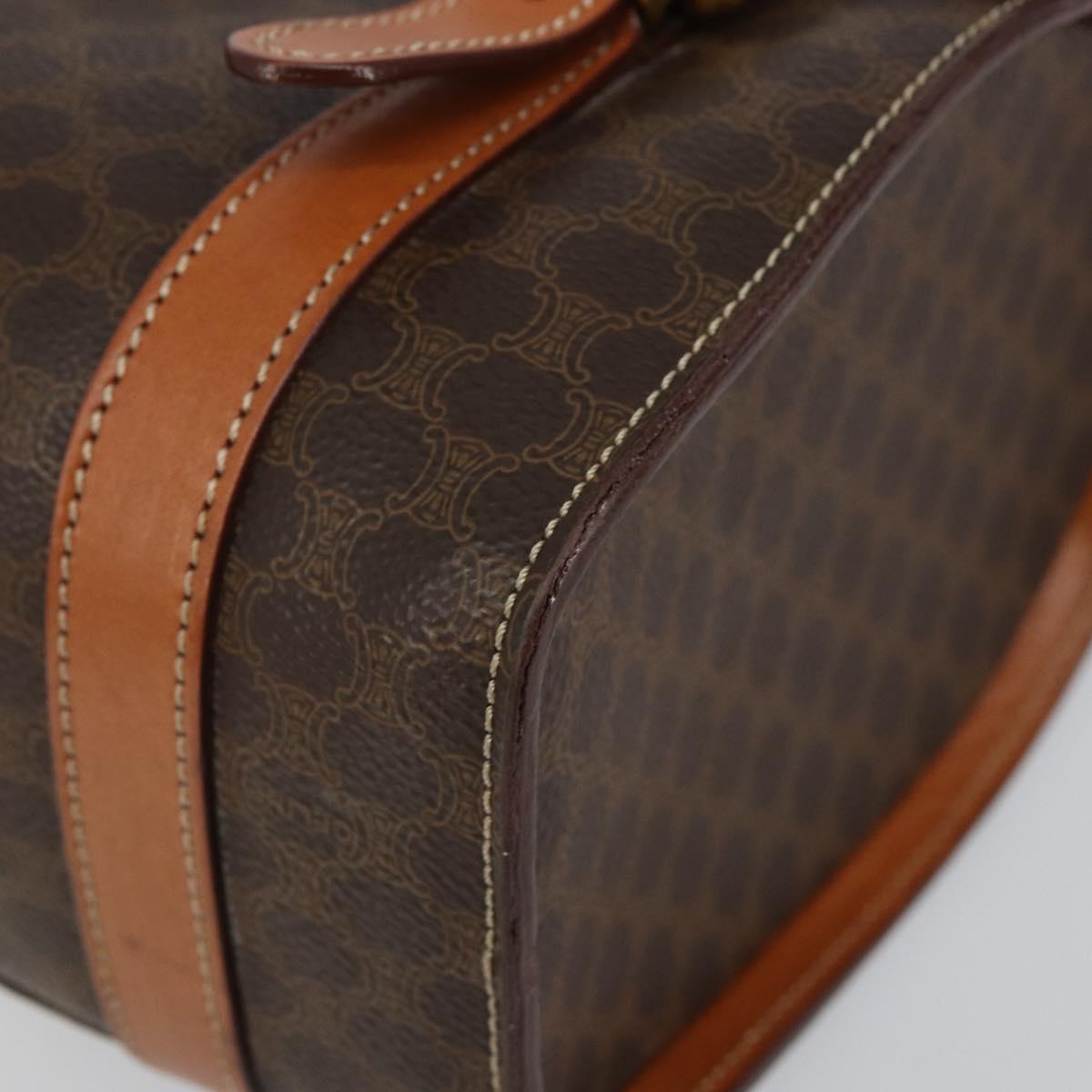 CELINE Macadam Canvas Hand Bag PVC Leather Brown Gold Auth gh783